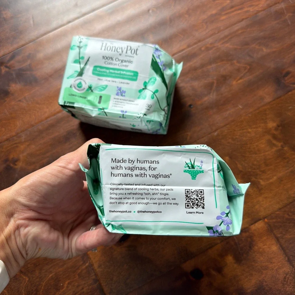 Honey Pot Company 100% Organic Cotton Long Liners Herbal Infusion 2 Pack 60ct